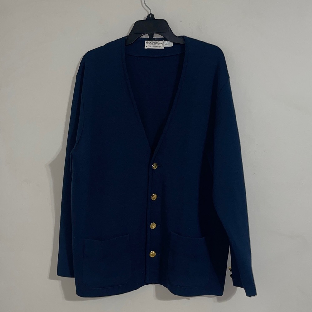 St. Croix Jacobsons knit blue button down sweater cardigan
